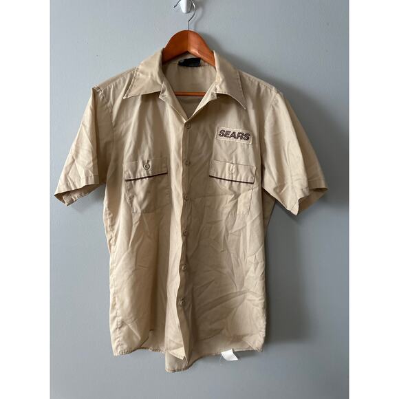 Vintage Mens Size L XL 38 Sears Employee Mechanic Repair Shirt - Picture 1 of 7